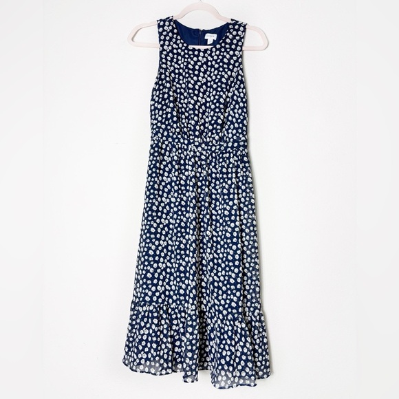 J. Crew Floral Print tiered midi dress size 00 - Picture 3 of 13